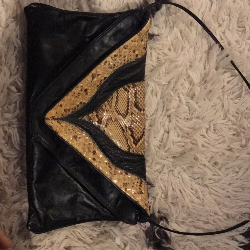 Vintage black leather and snakeskin purse